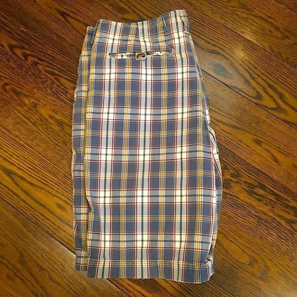AE Longer Length Blue Plaid Mens Shorts 36 - Picture 7 of 10